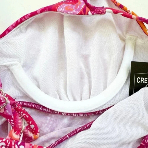 Swim Solutions Underwire V Neck Paisley Tankini Swim Top Pink Size 8 NWT - Picture 7 of 11